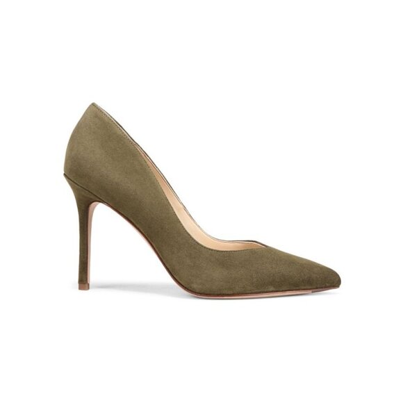 VERONICA BEARD Lisa Point Toe khaki Suede Pumps HEELS SIZE 6.5 - Picture 1 of 9